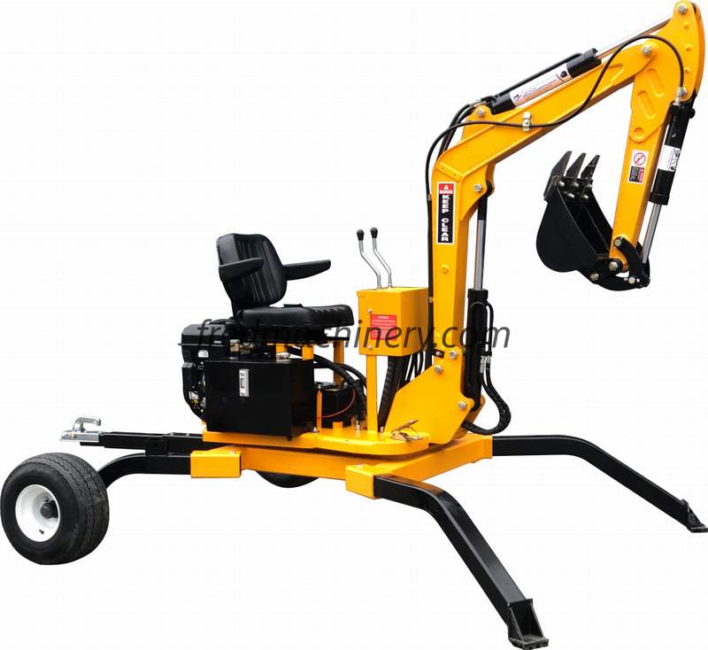 Digger retroexcavadora móvil remolcable con rotación de 360 ​​°